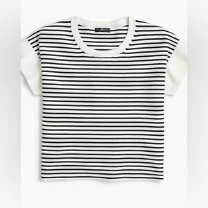 J. Crew Black and White Striped Crew Neck Sweater